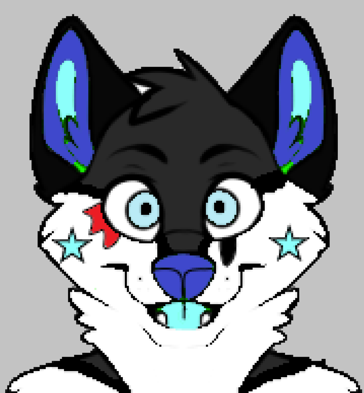 Protogen Fursuit Waving Cosmic Red stars Fursona Furry - Protogen